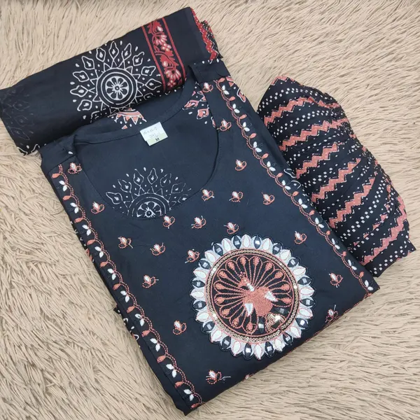 Premium Rayon Cotton Top Bottom Dupatta Set  | TS3001